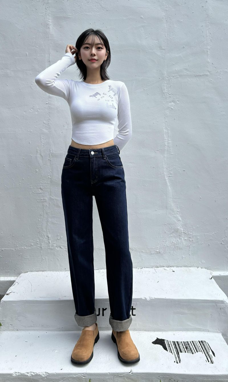 DARK BLUE STANDARD FIT DENIM PANTS code 23003