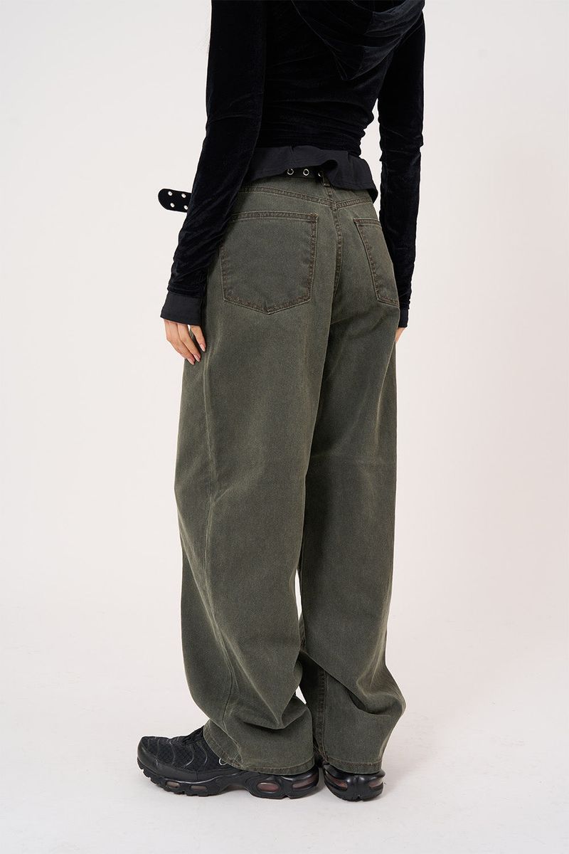 Deep tint wide denim pants
