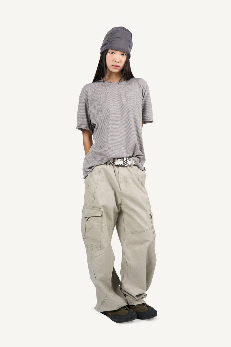 Striped cropped cutoff t-shirt