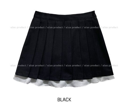 Layered pleated midi skirt