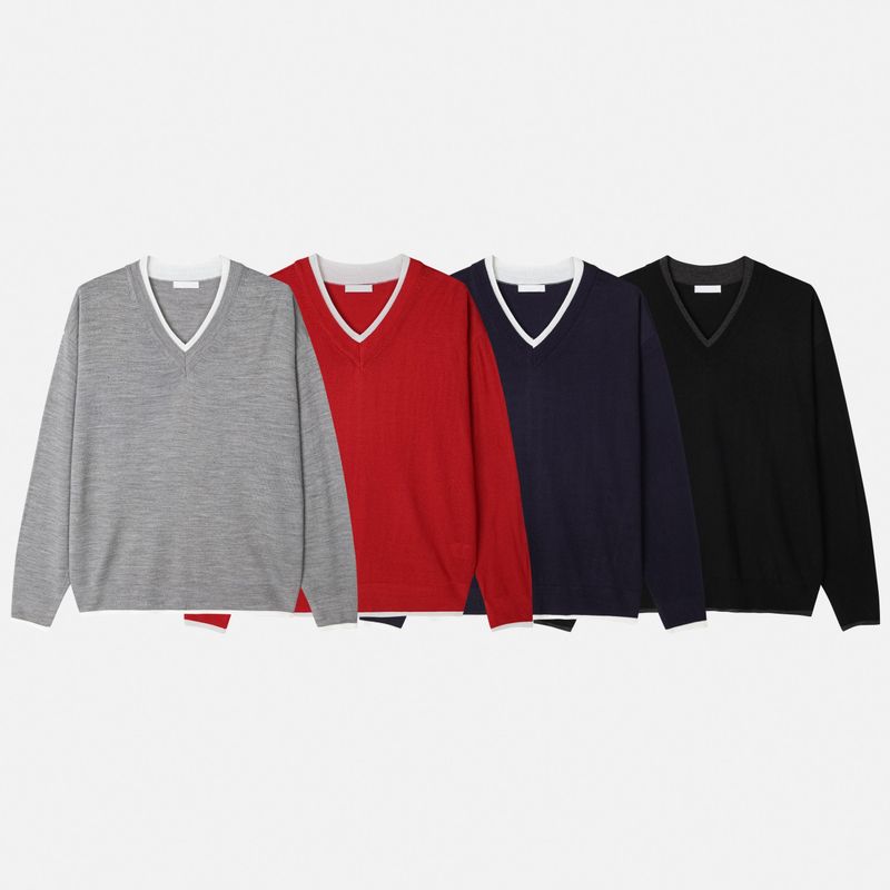 Coloring MER V-neck knit 4COLOR
