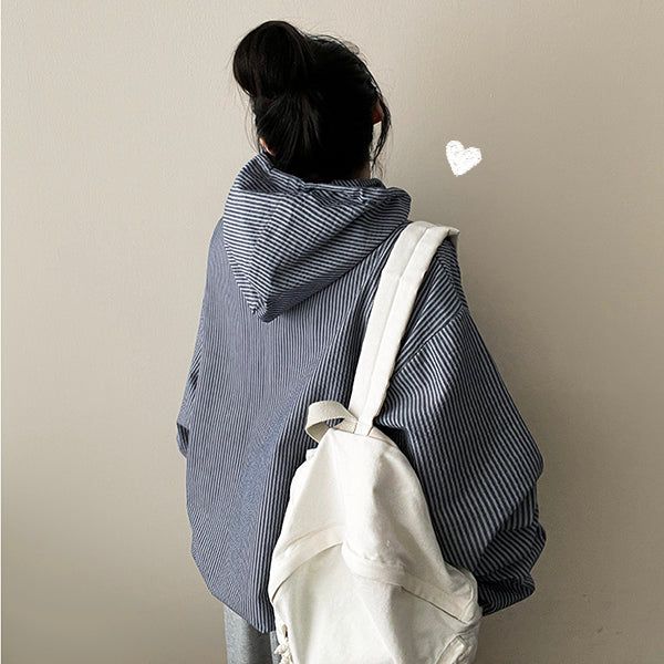 Kiddo Stripe High Neck Hooded Jacket