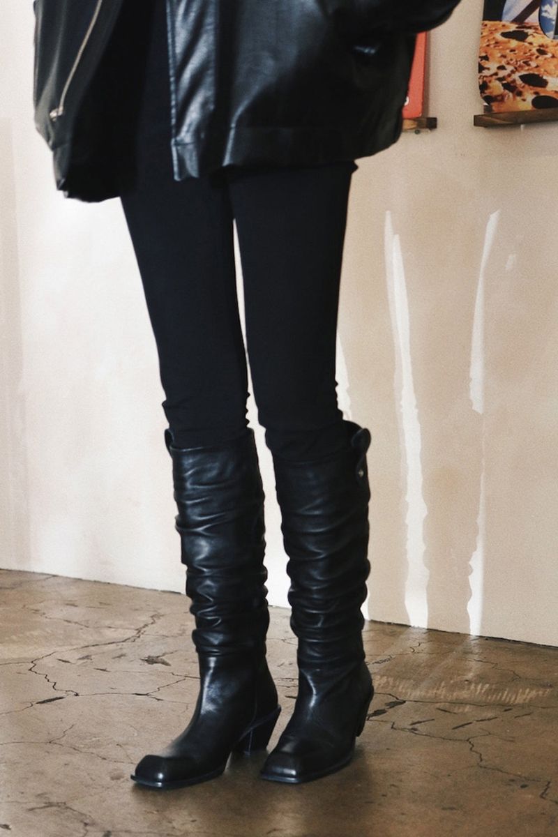 BLURRY WRINKLE LONG BOOTS_3COLORS