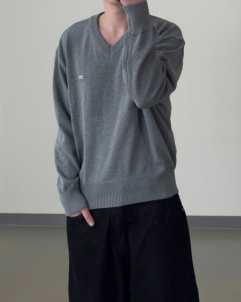 Seron V-Neck Patch Knit