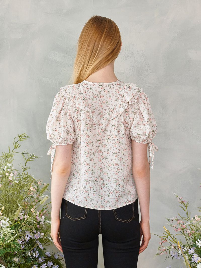 Floral Frill Pink Button Blouse