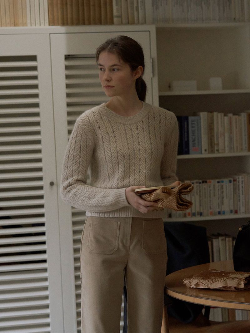 Corduroy wide pants