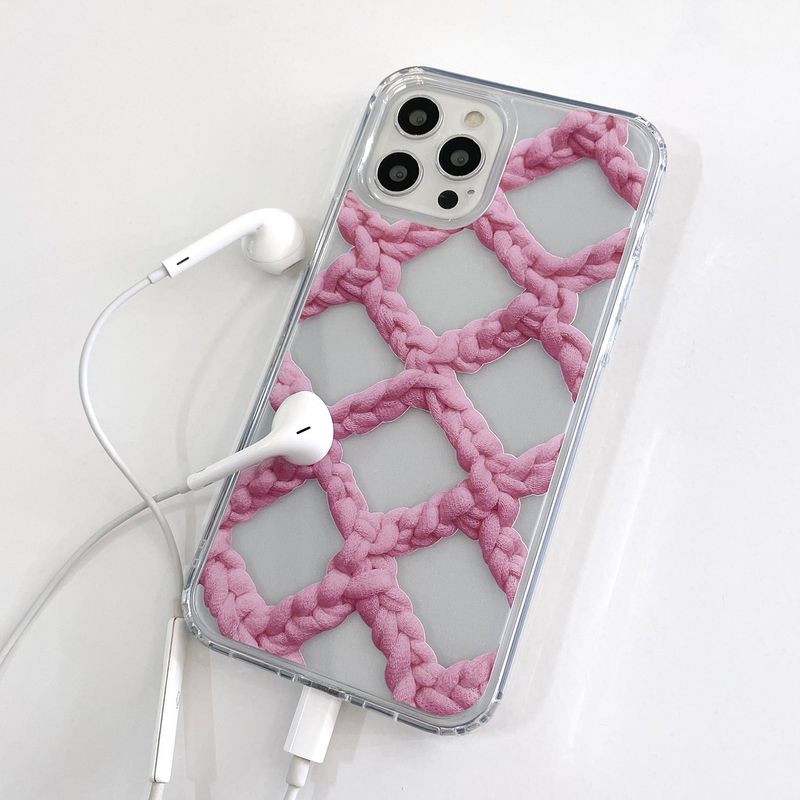 CROCHET NET PHONE CASE_PINK