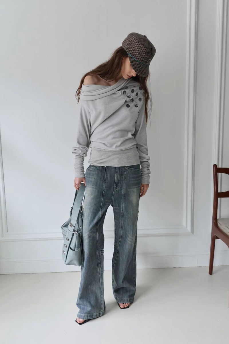 26SS★ ドレープドットグラフィックアンゴラトップ