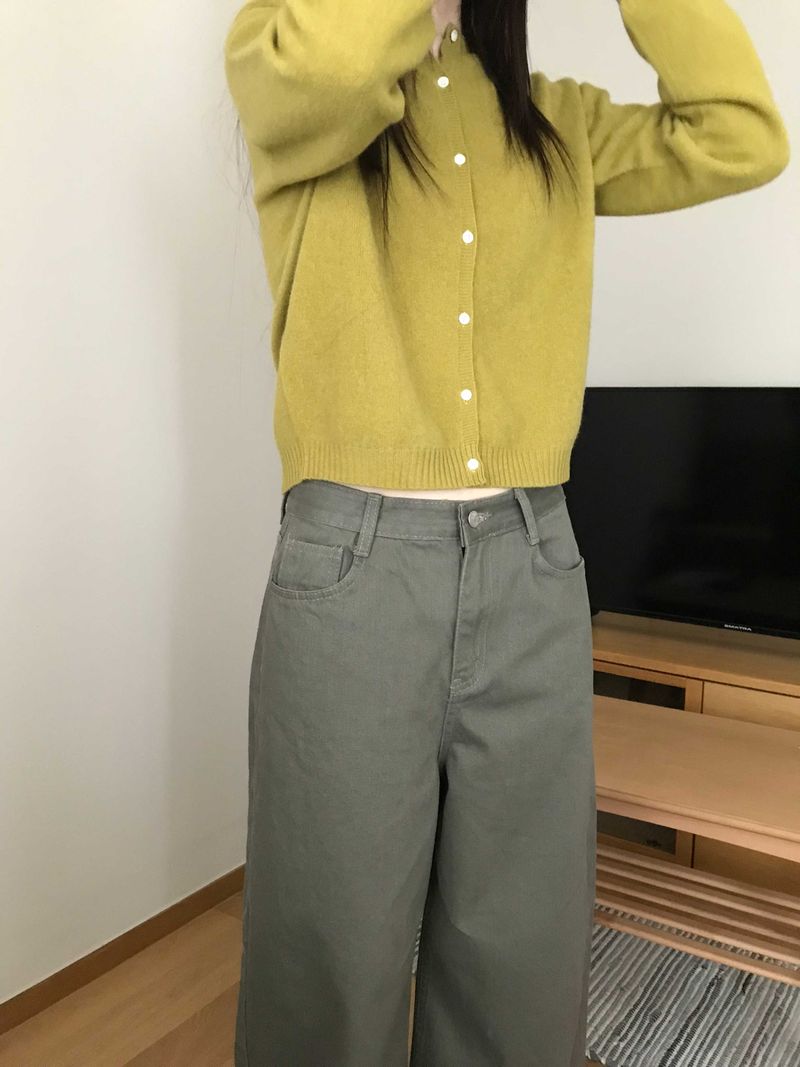 Whole garment Wool Cardigan