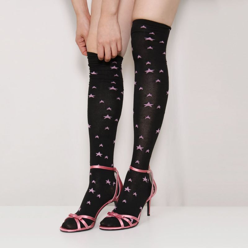 onnitella(オニテラ)の「cosmic star over knee socks (black & pink)(Fashion Accessories)」