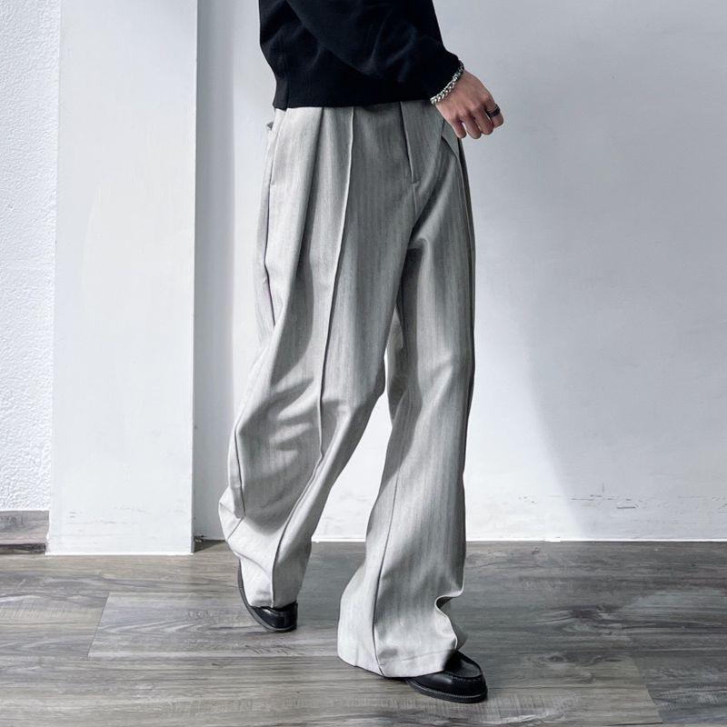 Curved Seam Draped Wide Trousers