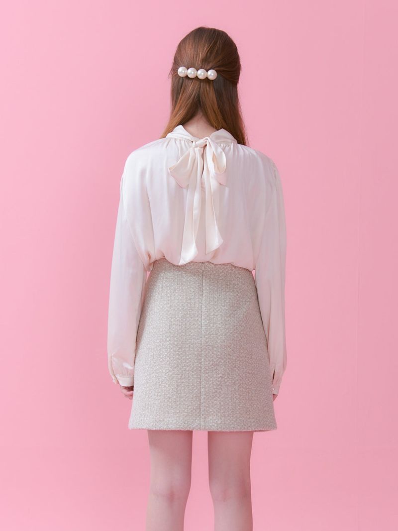 BLAIR TWEED MINI SKIRT_BEIGE