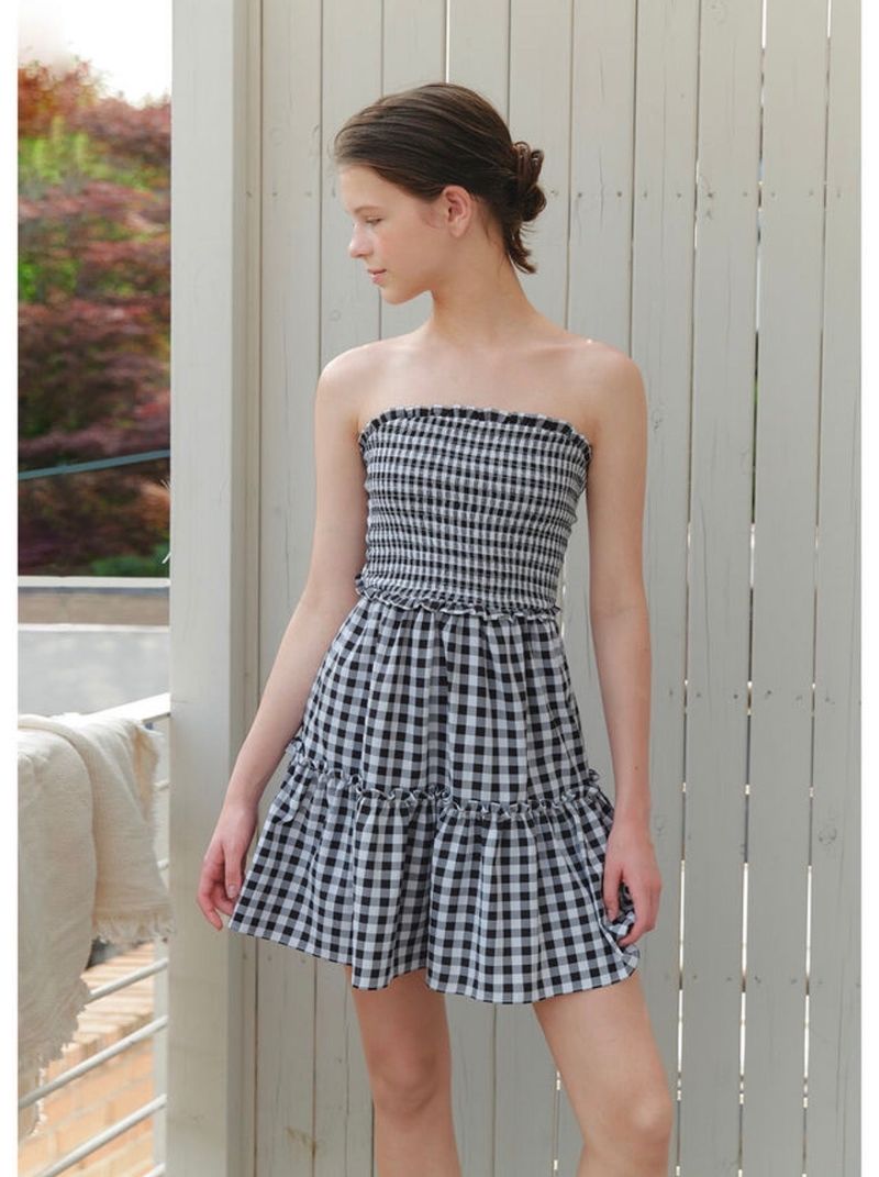 Marie Check Dress Black