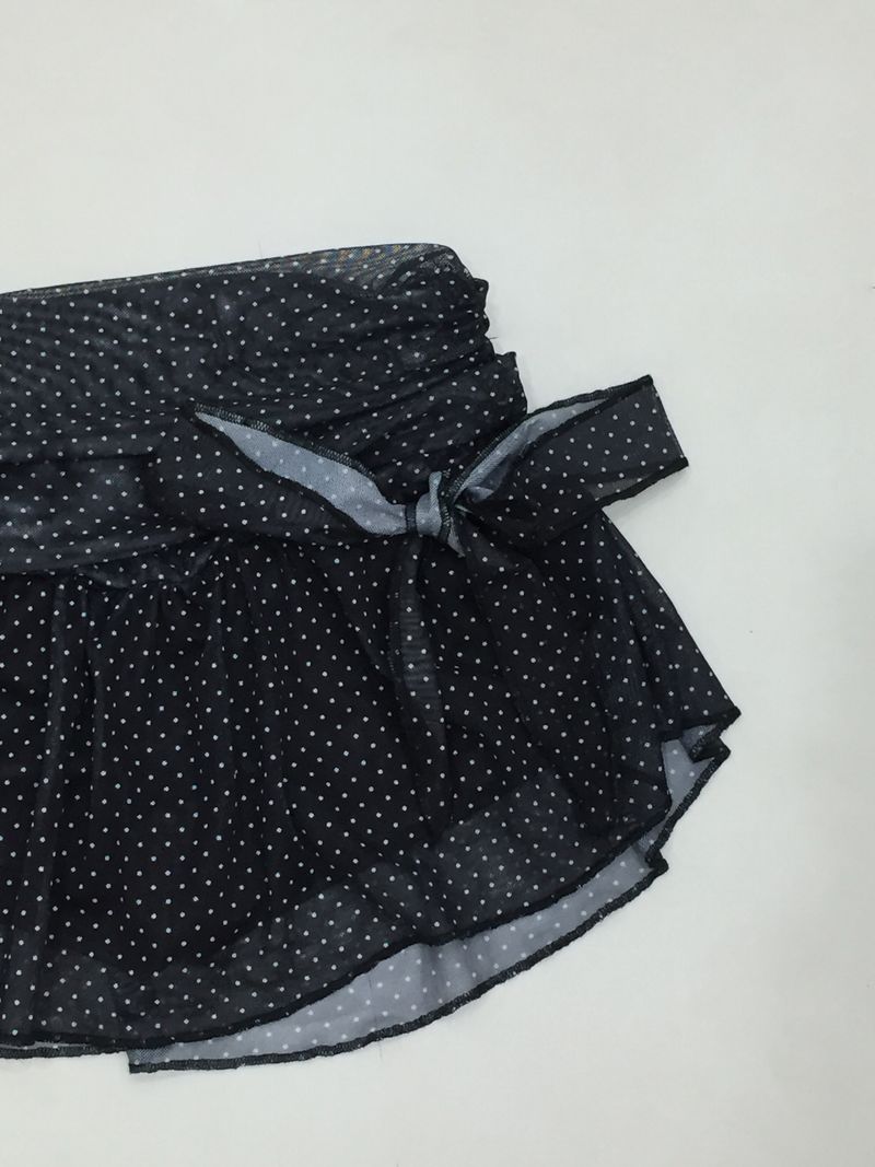 Dot Ribbon Strap Skirt (Black