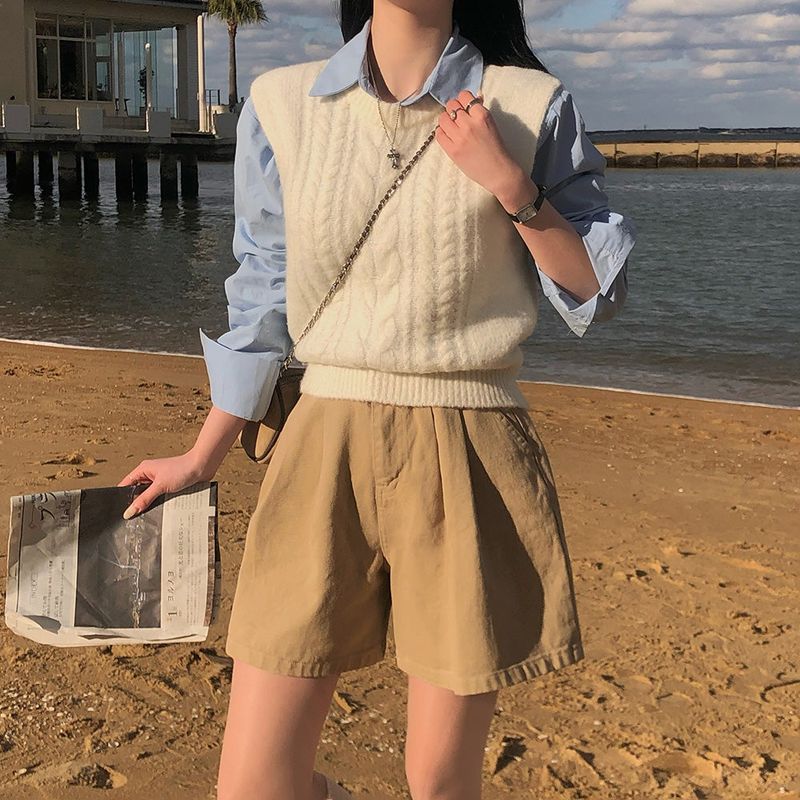 [BELLIDE MADE] Benny, cable round knit vest