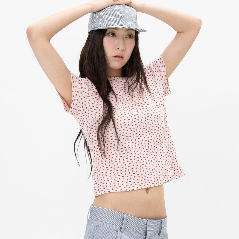 WEBHOUSE（ウェブハウス）の「Twister Star Angel Tee - Strawberry Pink（Tops）」