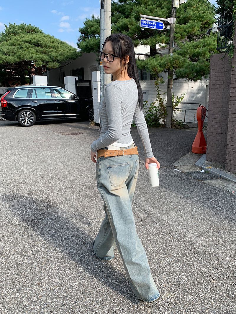KEYRING WASHED WIDE JEANS