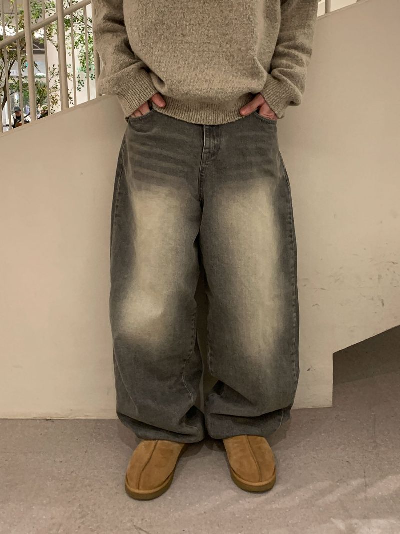 ベーシックオーバーヘンリーネックニット