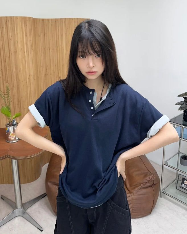 SATIIIZ（サティーズ）の「Para Soft Henley Neck Short Sleeve Tee（Tops）」