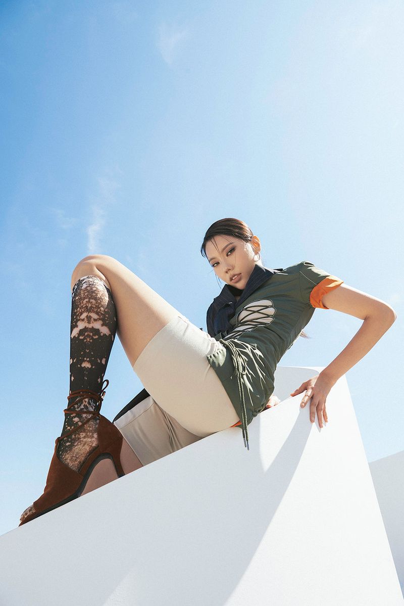 Lace-up Middle Sandal Heel(Brown)