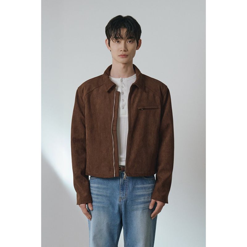 LAURANTSEOUL（ローラントソウル）の「Suede crop biker jacket(Brown)（Jackets/Outerwear）」