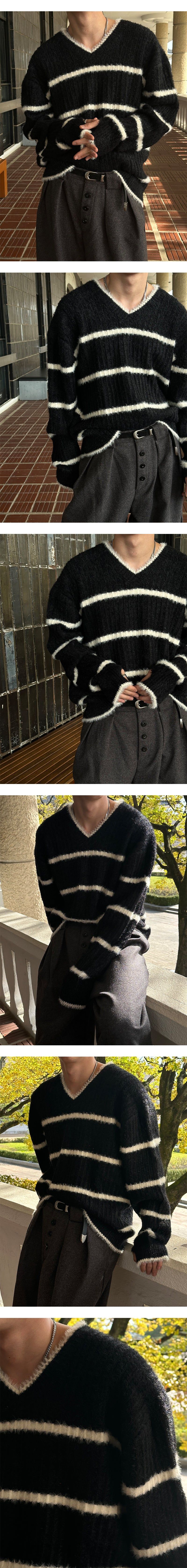   [F/W] Stripe angora warmer knit(4color)