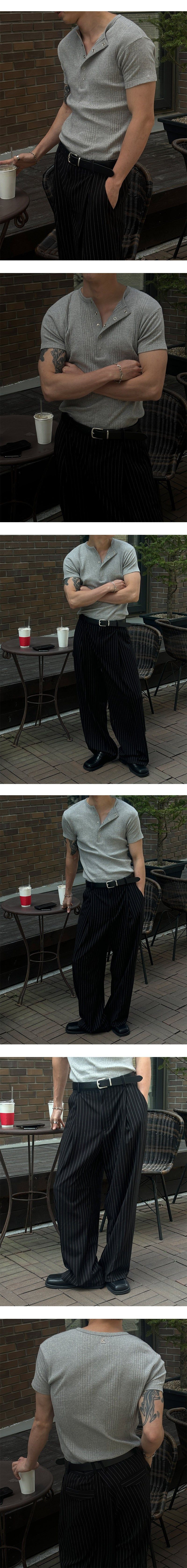  [S/S] Low stripe wide slacks(3color)