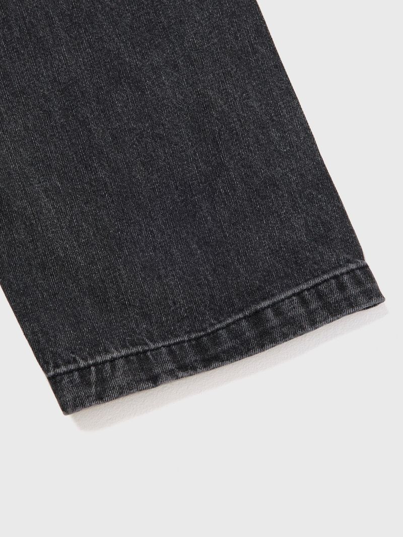 Tapered Round Denim Pants Grey