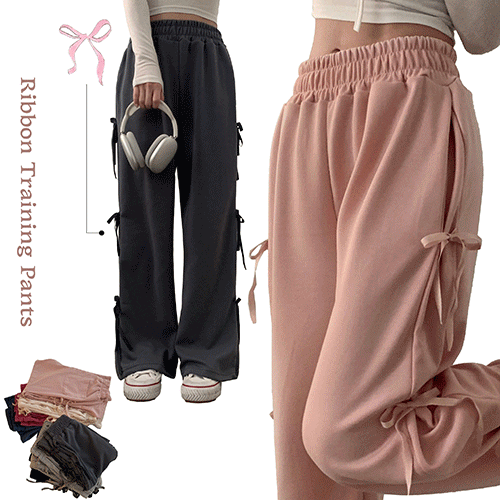 Sugar Powder（シュガーパウダー）の「[Point Pants ❤ ︎/7 Colors!] リボンワイドパンツ, スウェットスーツバンディングパンツ（パンツ）」