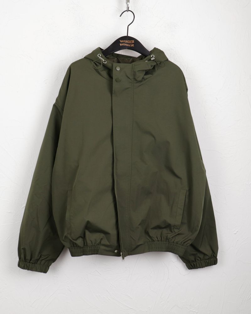 Linick high neck hooded nylon two-way zip-up