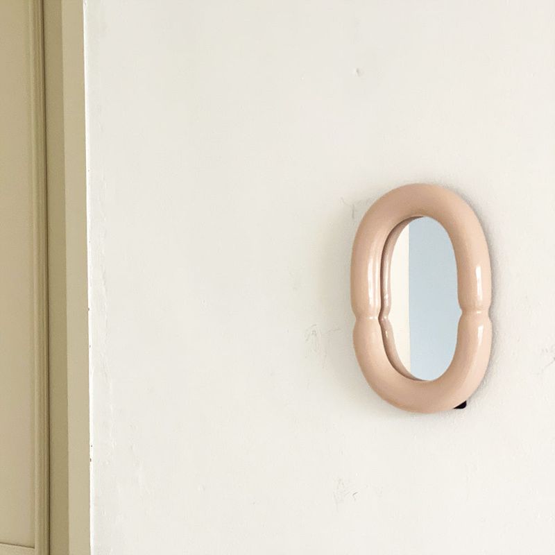 Ceramic Bold Framed Table Mirror - Nude
