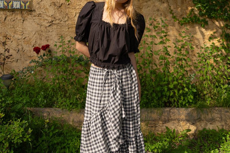 Ruffle long skirt_check