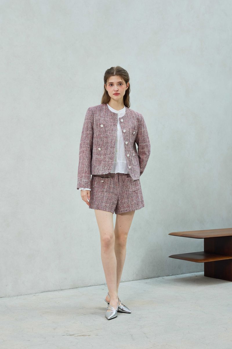 CHERISH TWEED SHORTS PANTS / RED