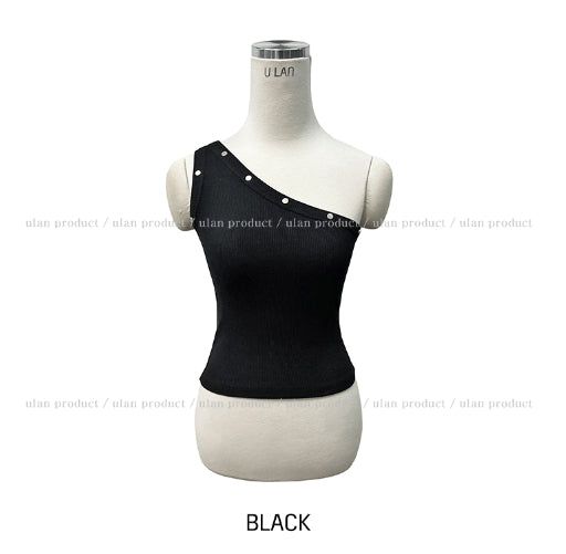 Low rivet one shoulder sleeveless