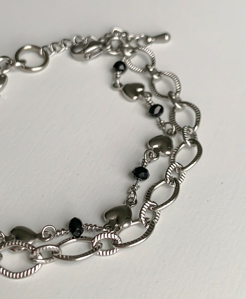 Layered heart chain bracelet