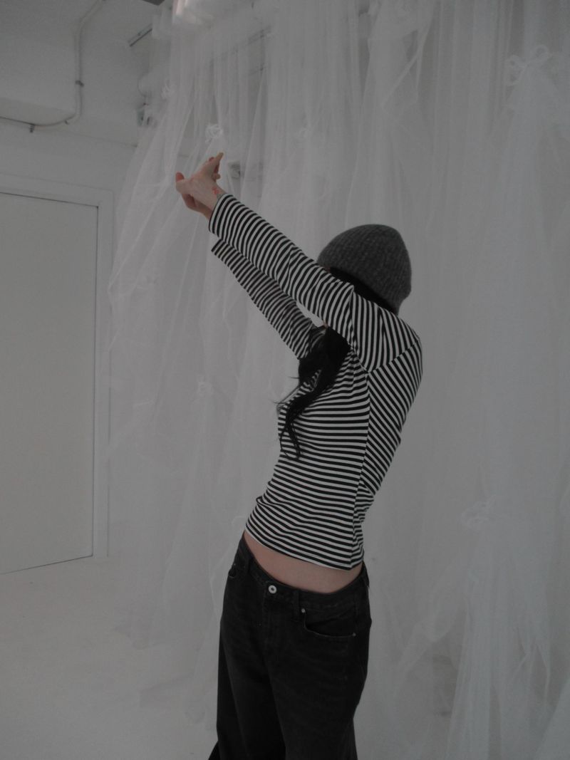 v neck stripe slim t