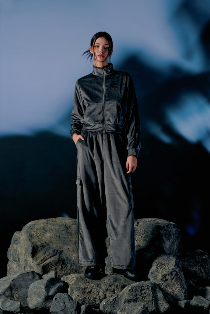 Velour Sporty Track Cargo Pants
