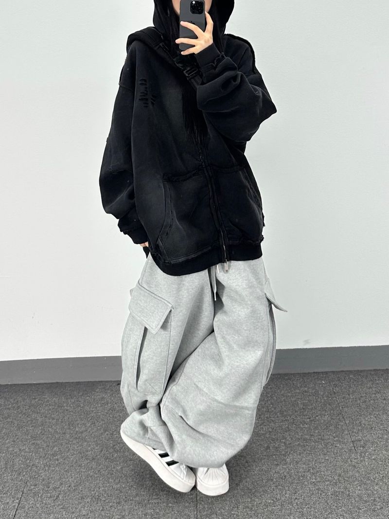 rugged fleece big balloon pants