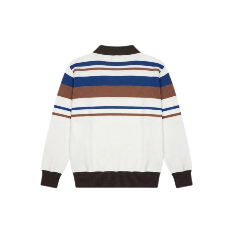 Ivory&Brown Stripe Collar Knit