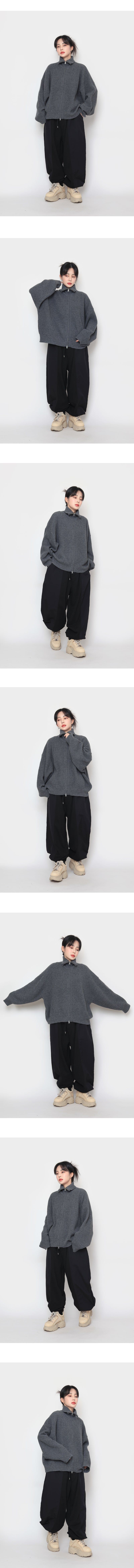 lambswool knitwear two-way zip-up