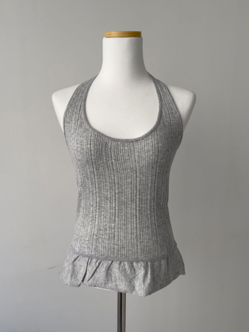 Frill halterneck knit bustier