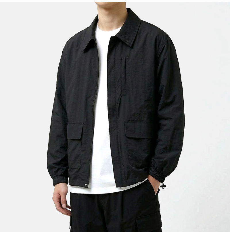 Lightweight Collared Windbreaker Black