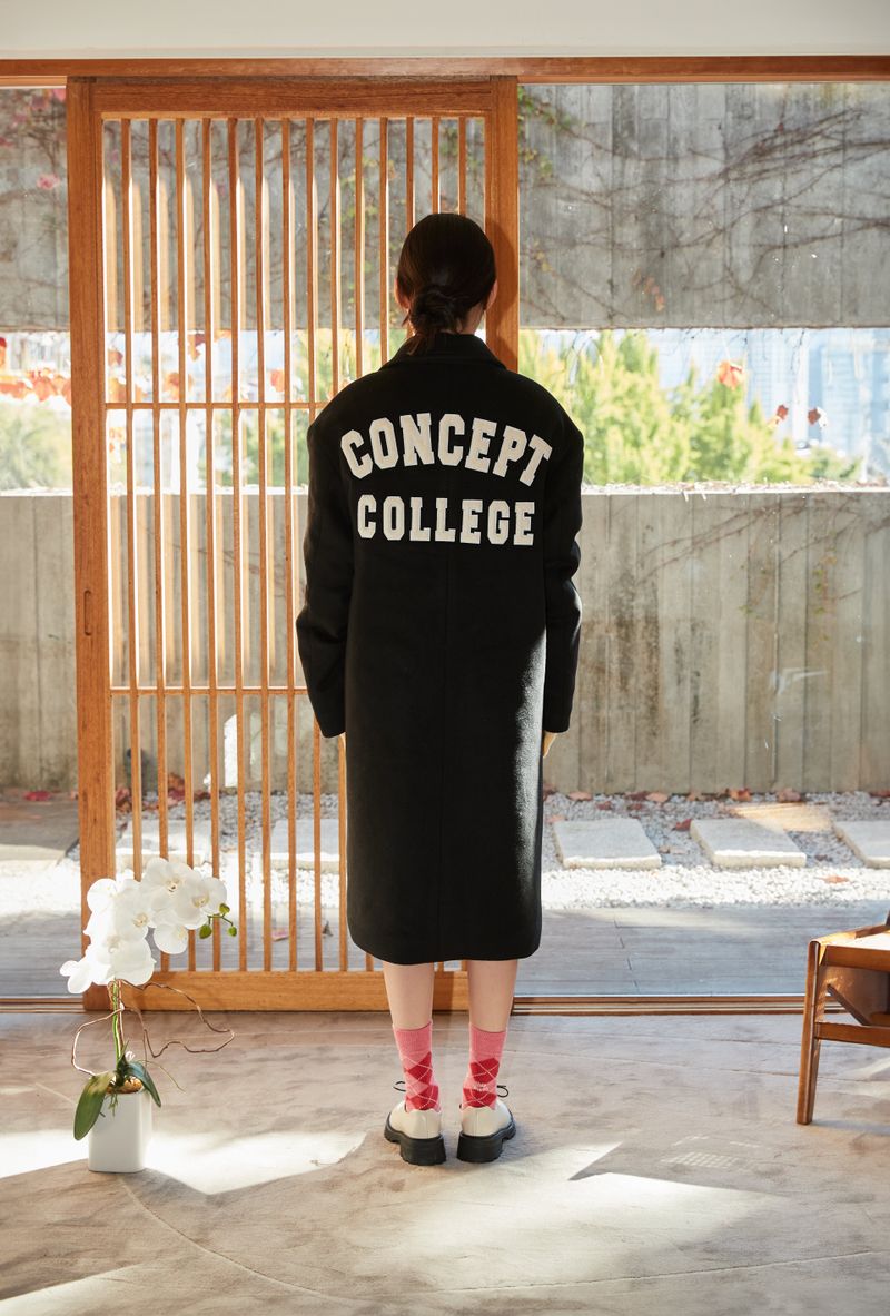 Classic Patch Inner padding Unisex Black wool coat