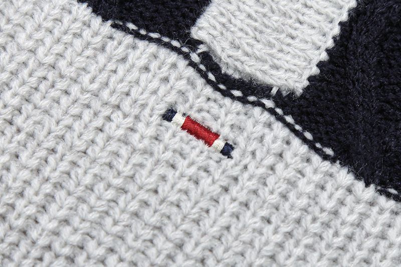 STRIPE RIB KNIT HOODIE_LIGHT GREY