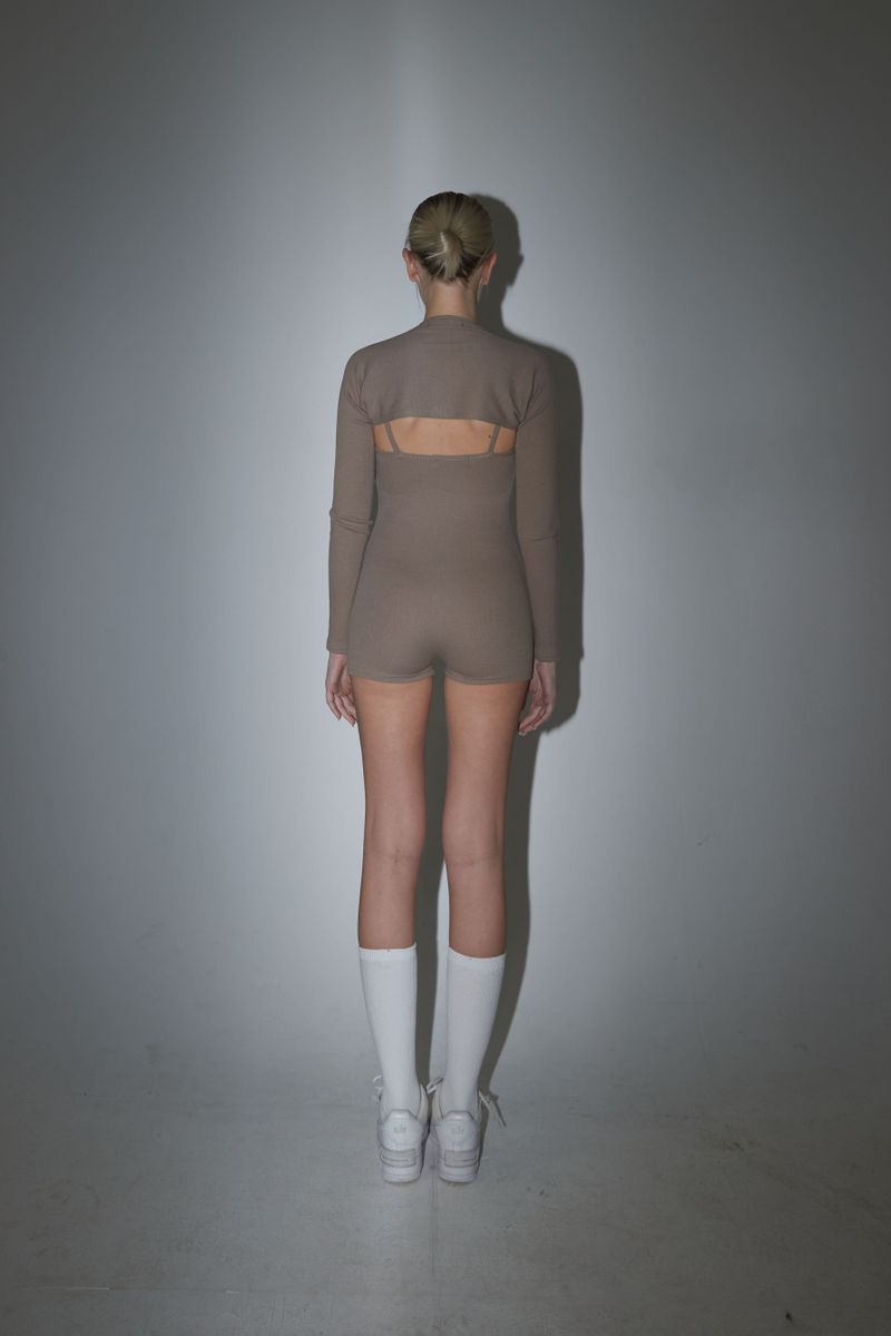 BODYSUIT + BOLERO CARDIGAN SET MOCHA