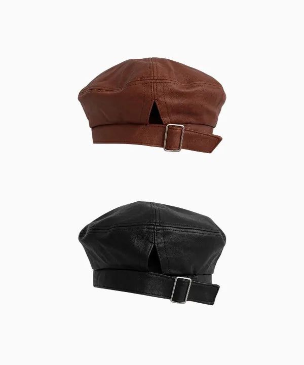 VIVIC（ビビク）の「VINTAGE FAUX LEATHER BERET (BROWN, BLACK 2COLORS!)（Hats）」