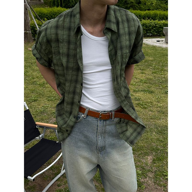 LAURANT（ロラン）の「[S/S] Vintage wrinkle check half shirts(8color)（Tops）」