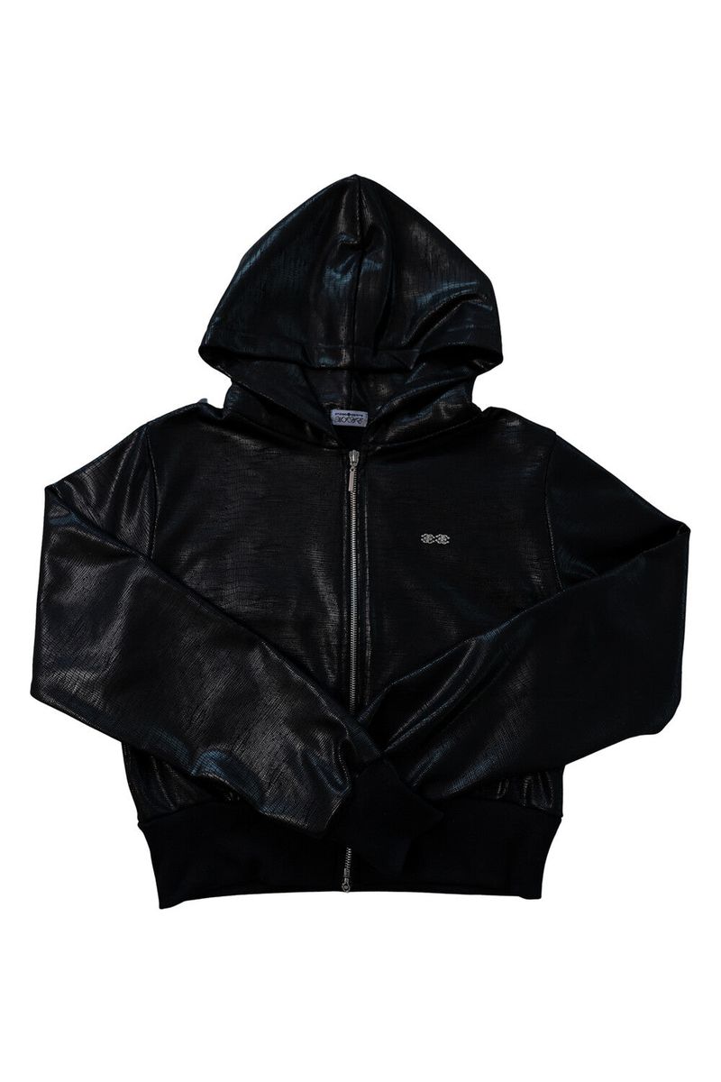 MIAE（ミアイ）の「[ID] 2way Leather Logo Hood Zip-Up (Black)（Jackets/Outerwear）」