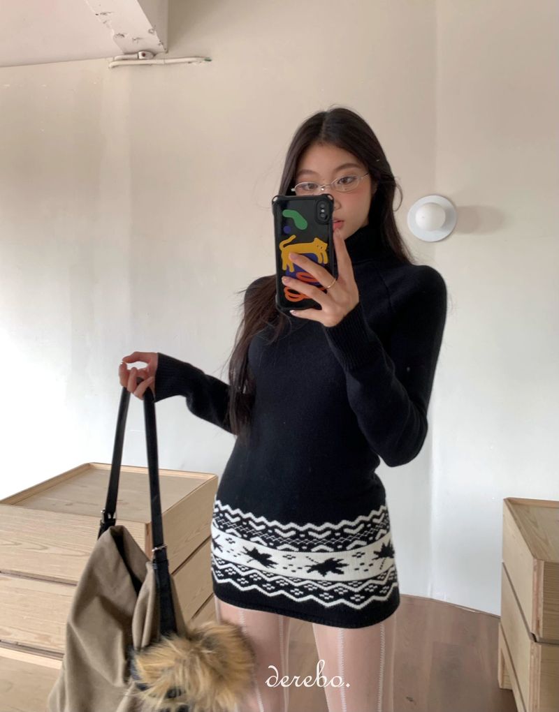 dereborujo（ドレボルゾー）の「Muse Nordic Turtleneck Line One-Piece Dress（Dresses）」