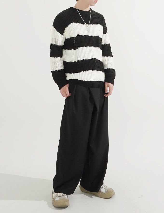 Damage Stripe Over-fit Knit